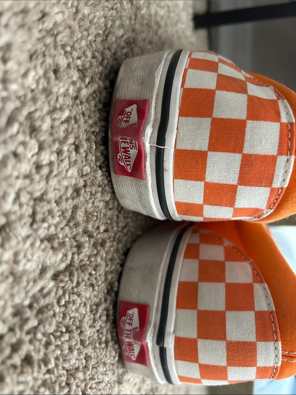 Vans Orange & White Checkerboard Slip-On Sneakers - Picture 5 of 9